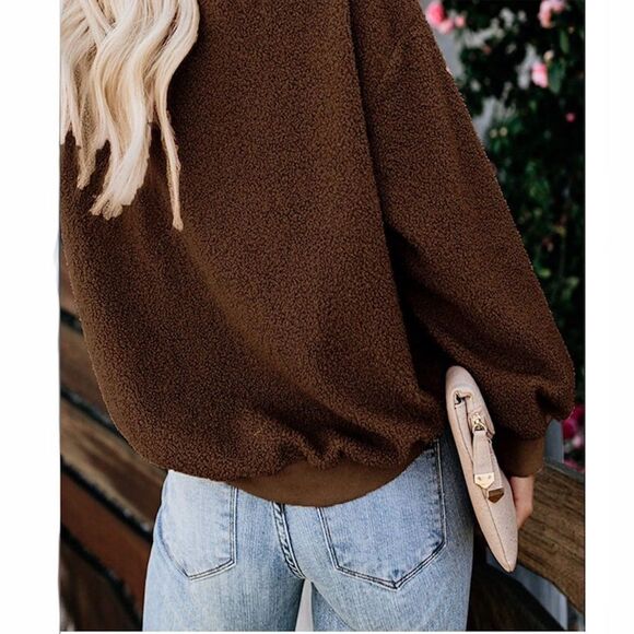 Kyerivs Fuzzy Knitted Sweater Sherpa Fleece - Picture 3 of 10